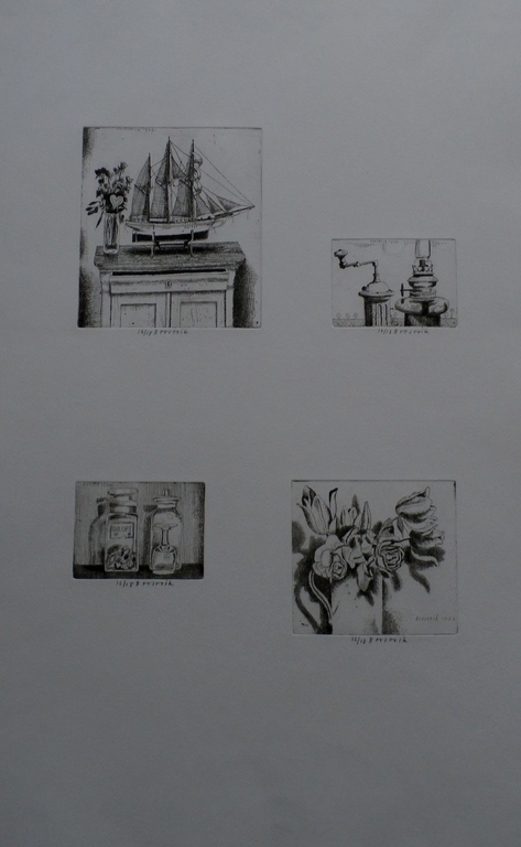 Herman Berserik, 4 handgesigneerde en genummerde etsen op 1 vel kopen? Bied vanaf 300!