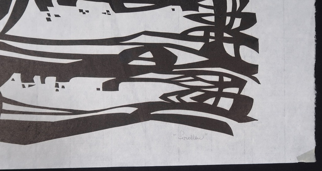 Jan van Doorn: Lino op Japans papier, Forellen kopen? Bied vanaf 1!