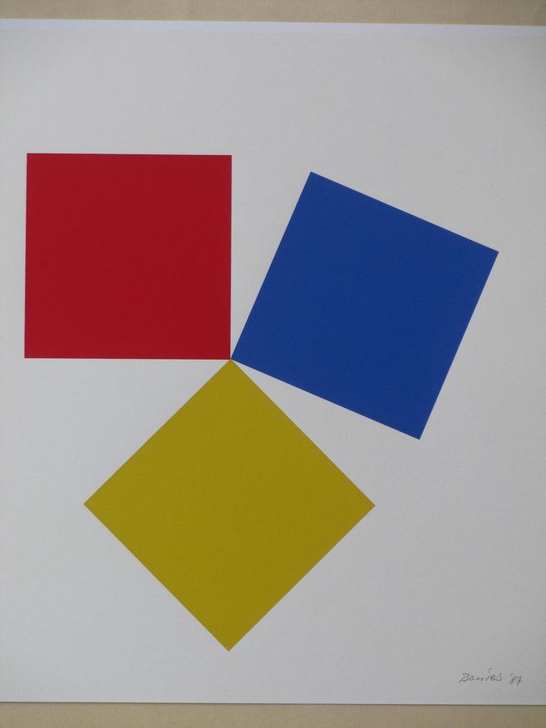 Bob Bonies, Geometrische compositie met vierkanten, Zeefdruk kopen? Bied vanaf 45!