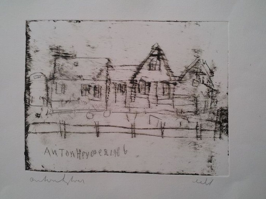 Heyboerhuisjes in Den Ilp - gesigneerde ets - 1986 verkocht voor € 95!