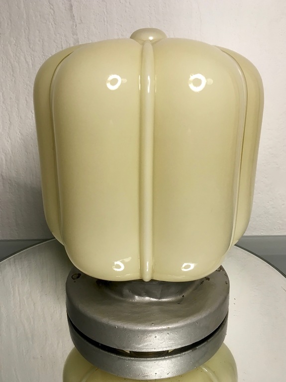 Grote glazen art deco plafond lamp met metalen armatuur kopen? Bied vanaf 19!