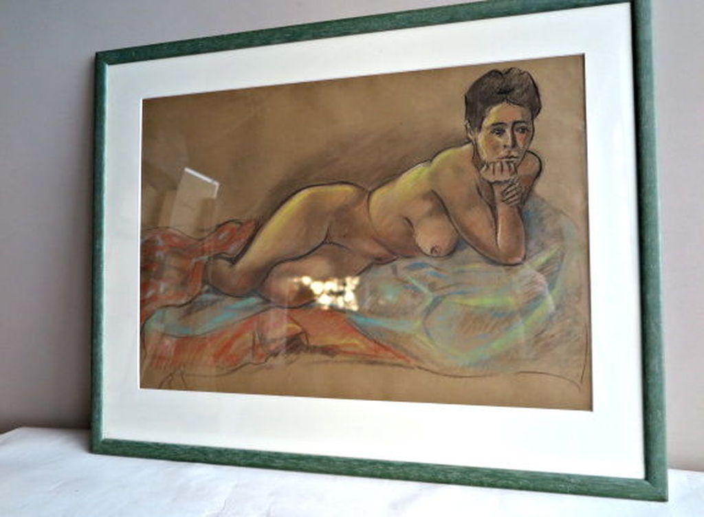 Piet Peters (1889-1950) - Gouache - gesigneerd - fraai ingelijst - Liggend naakt kopen? Bied vanaf 1!