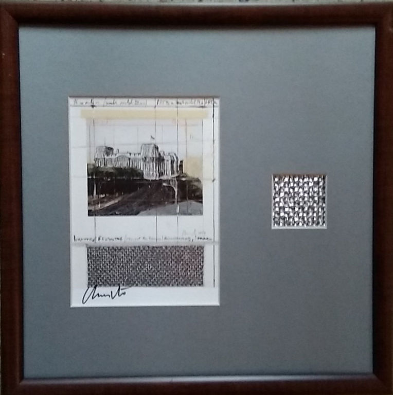 Wrapped Reichstag/ offsetkaart met stuk stof/ handgesigneerd kopen? Bied vanaf 75!