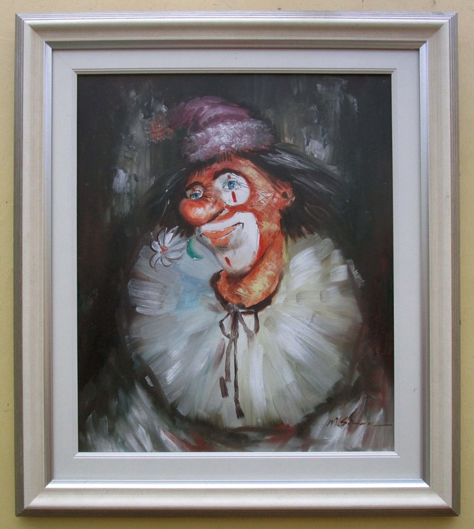 N.J. Simons, Acrylverf op doek, Clown kopen? Bied vanaf 15!