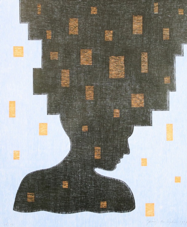 Jacomijn den Engelsen: Houtsnede, Afro (blauw) kopen? Bied vanaf 20!