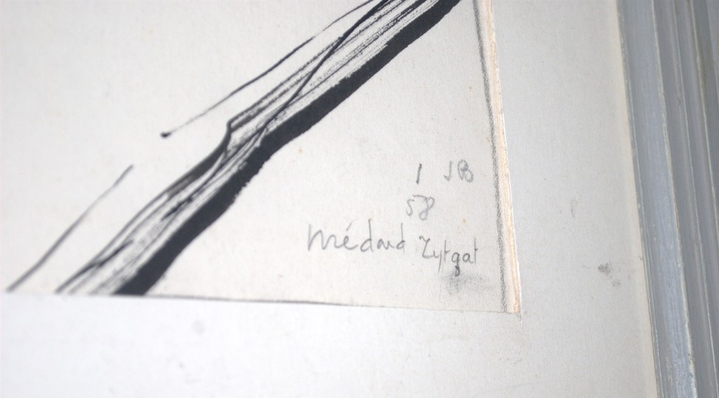 Médard Tytgat (Belgïë) - liggend naakt 1958 - mooi ingelijste inkttekening kopen? Bied vanaf 40!