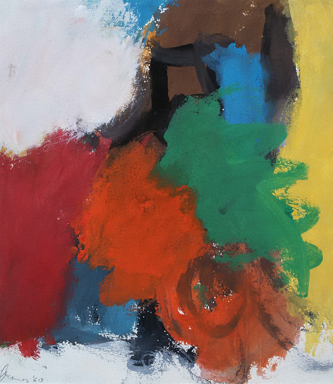 Eugène Brands - Abstracte compositie, gouache (mooi ingelijst) verkocht voor € 1700!