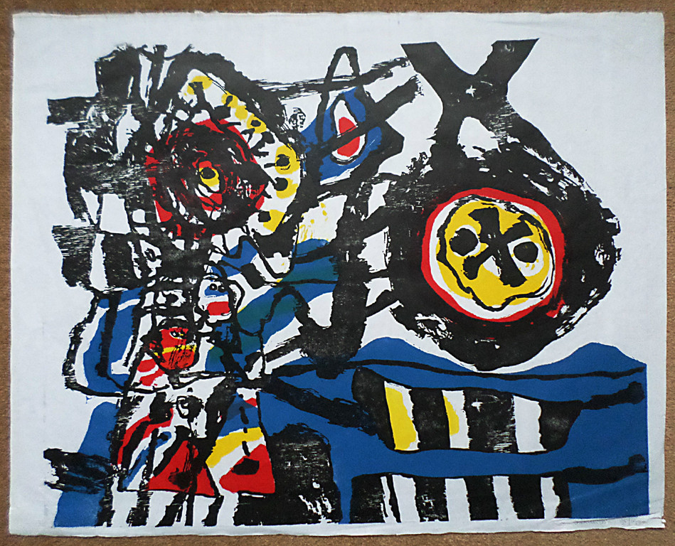 Jef Diederen - Kinderen tussen het blauw, houtsnede op japans papier kopen? Bied vanaf 90!