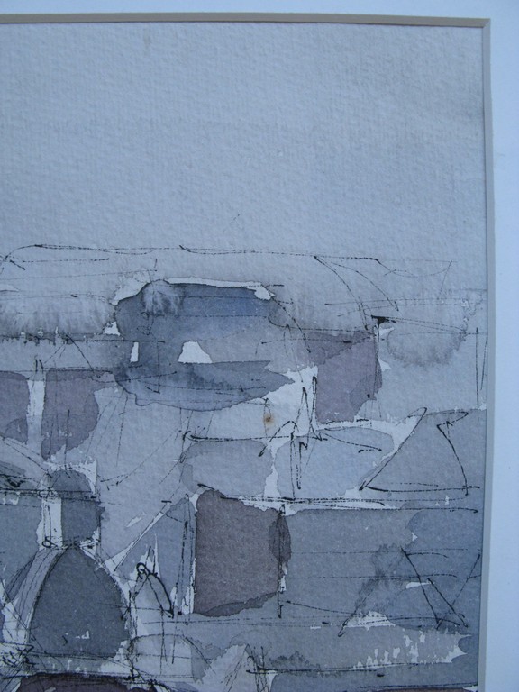 Poppe DAMAVE (1921-1988), Aquarel, Stadsdaken. kopen? Bied vanaf 1!