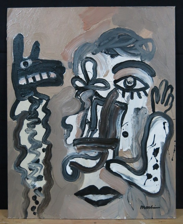 Anton Martineau: Olieverf op canvasboard, Toneelspelers kopen? Bied vanaf 250!