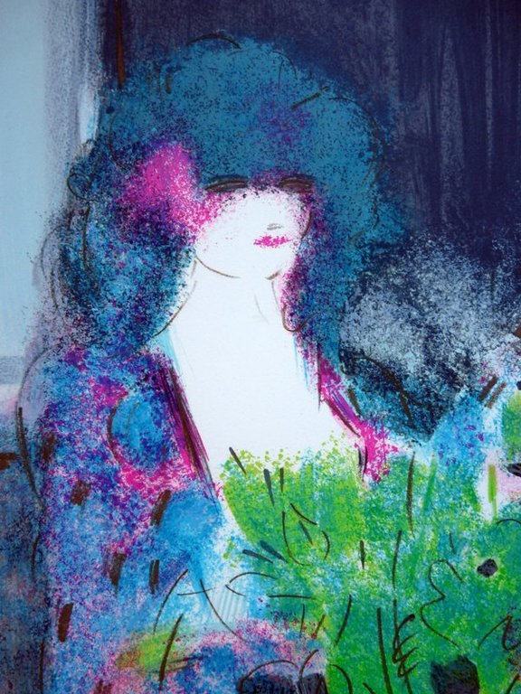 CLAUDE MANOUKIAN -Kleurenlithografie -FEMME ET FLEURS kopen? Bied vanaf 39!