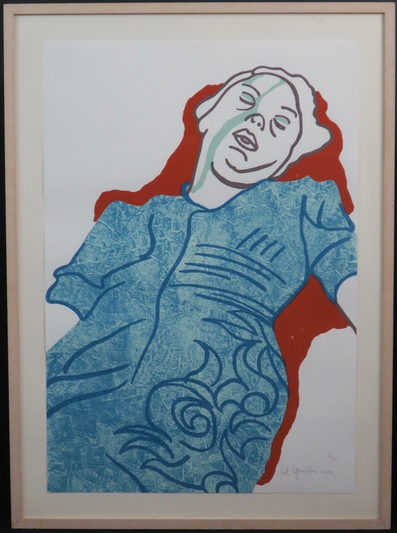 Ad Gerritsen: Zeefdruk, Slapende vrouw -Ingelijst kopen? Bied vanaf 35!