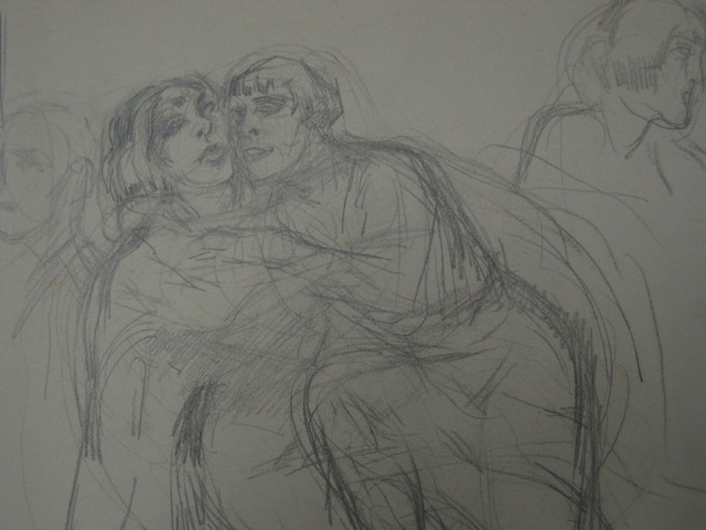 Ant. Kristians 1883-1957 potloodtekening "liefhebbende dames" ca 1920 kopen? Bied vanaf 1!