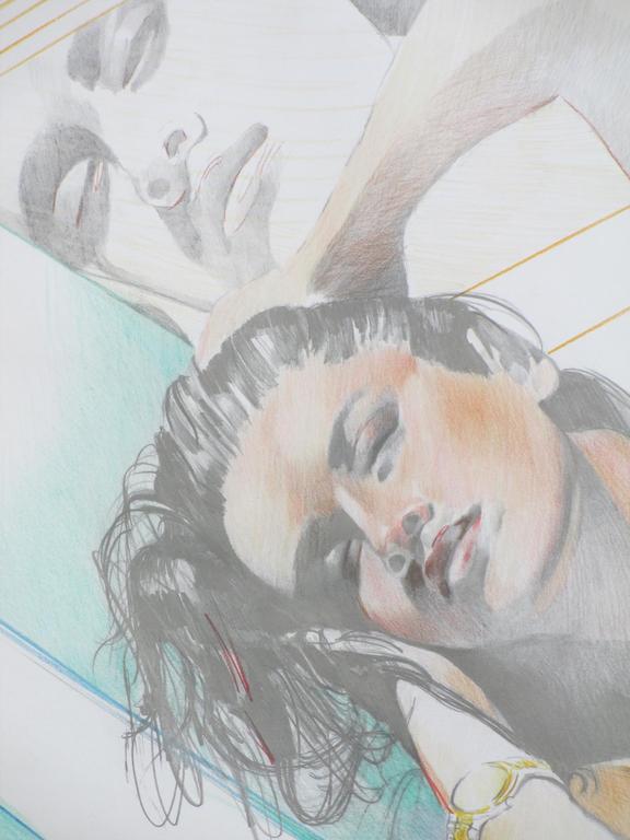 Eric Dordregter, Zonnende vrouw in badpak, Airbrush-tekening kopen? Bied vanaf 1!