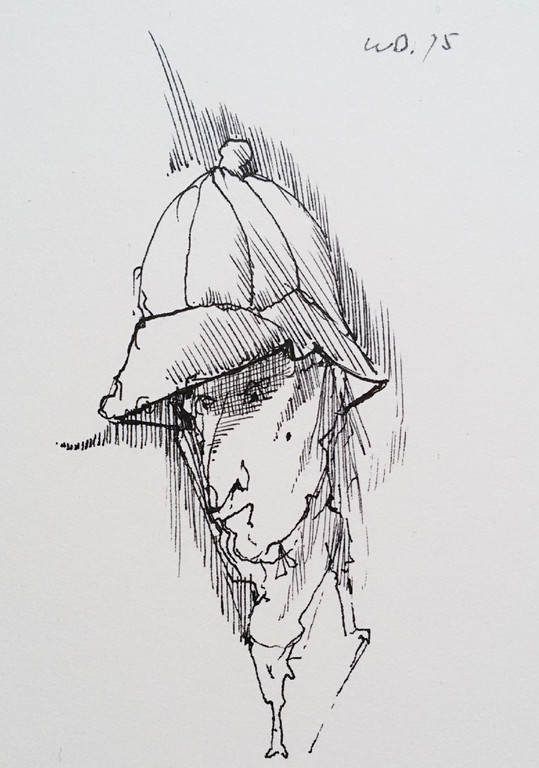 William (Dirkje) Kuik - Zelfportret, inkttekening op papier (ingelijst) kopen? Bied vanaf 1!