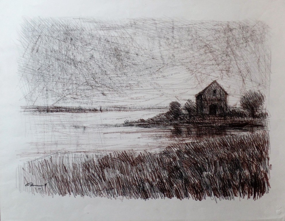 Cees Heuff 1933-1993 - 3x Tekening - Landschappen kopen? Bied vanaf 5!
