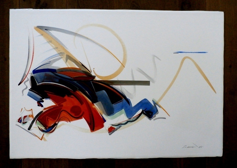 Peter van Drumpt - Grote Aquarel - 1994 kopen? Bied vanaf 90!