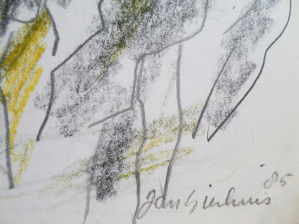 Jan Sierhuis - Fantasiefiguren bij volle maan, tekening met potlood en krijt kopen? Bied vanaf 100!