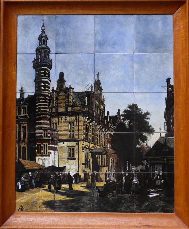 Plateelbakkerij Delft: Tegeltableau (1906), Het oude stadhuis van Den Haag kopen? Bied vanaf 510!