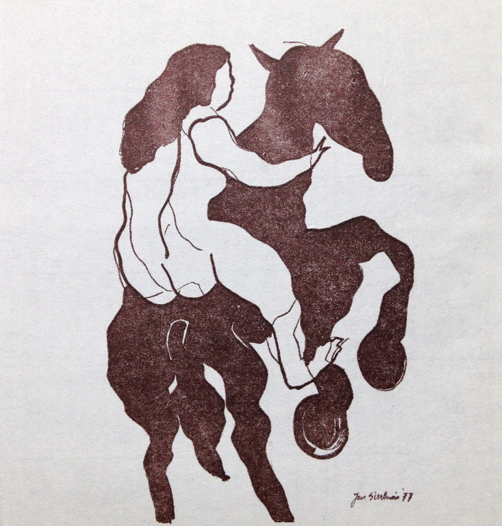 Jan Sierhuis. Zeefdruk op Japans papier uit 1977 'Horse' kopen? Bied vanaf 38!