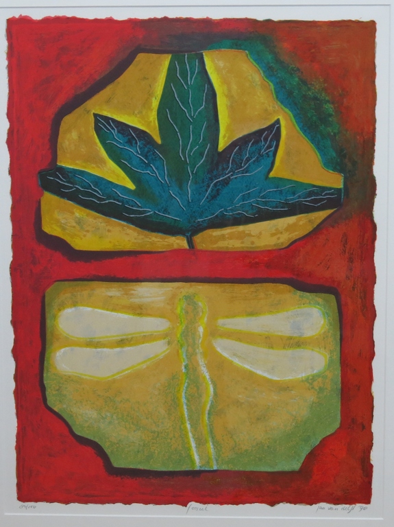 Jan van Delft: Zeefdruk, Fossiel - Ingelijst  verkocht voor € 45!