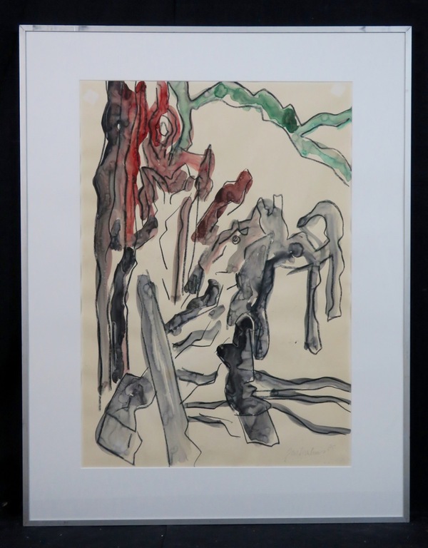 Jan Sierhuis: Gemengde techniek, Z.T. - Ingelijst verkocht voor € 85!