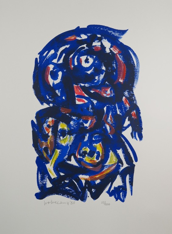 Theo Wolvecamp: Zeefdruk, Blauw figuur verkocht voor € 160!