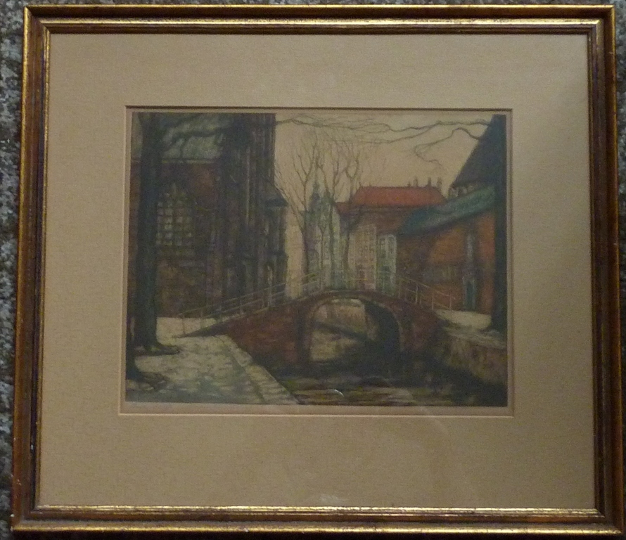 Johan D. Scherft kleurets "Oude Delft "Novembermorgen" kopen? Bied vanaf 45!