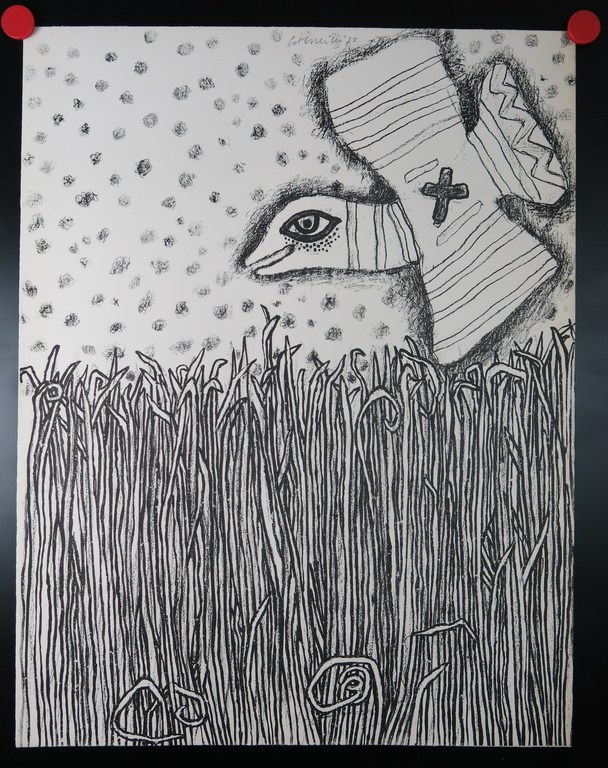 Corneille: Litho, Herbes z.t. (Vogel zwart-wit) kopen? Bied vanaf 100!