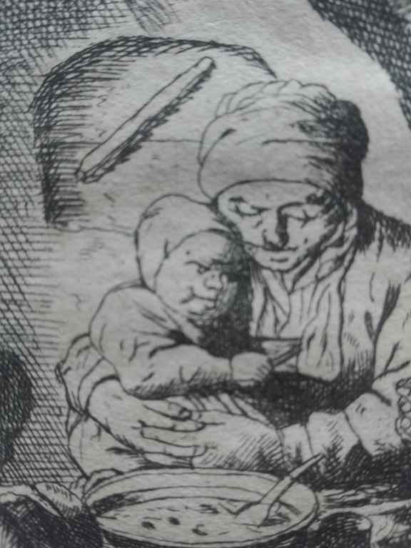 Anoniem naar van Ostade, ets datering 1653-1745, gebed voor de maaltijd kopen? Bied vanaf 100!