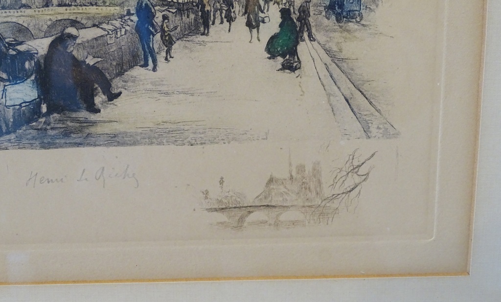 Henri Le Riche - Henri Le Riche (1868-1944) -- Ets aquatint -- Boekverkopers en Notre Dame kopen? Bied vanaf 35!