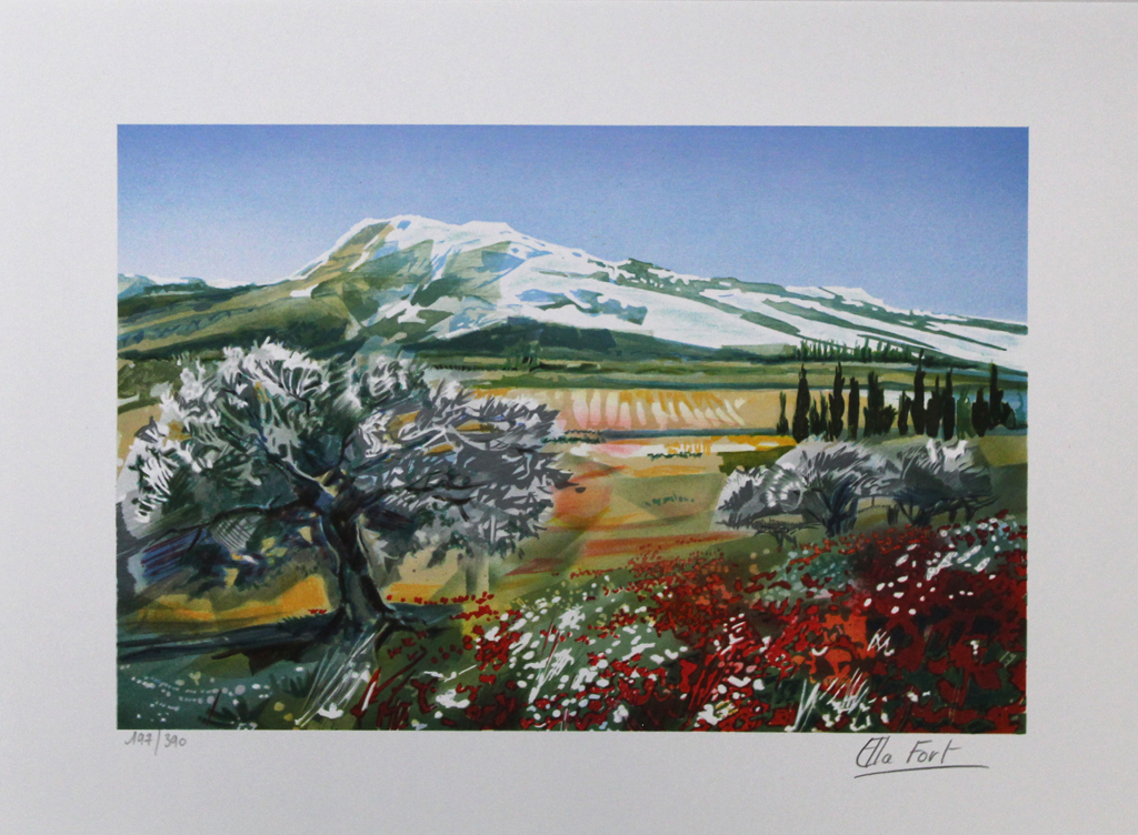 ELLA FORT - SAINTE VICTOIRE, zomerse kleurenlitho, handgesigneerd kopen? Bied vanaf 1!