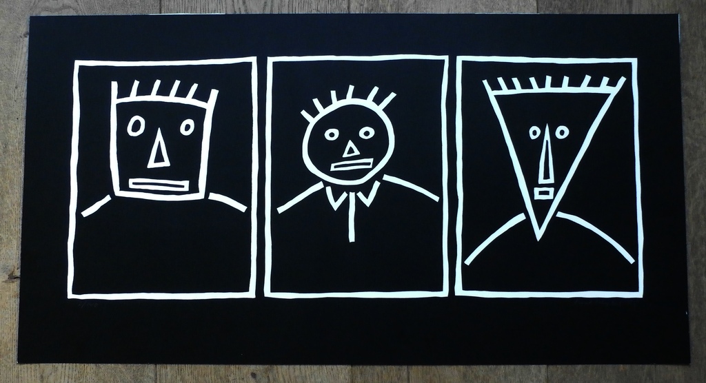 Karel Meijers - Zeefdruk: 3 gezichten - 1985 kopen? Bied vanaf 50!