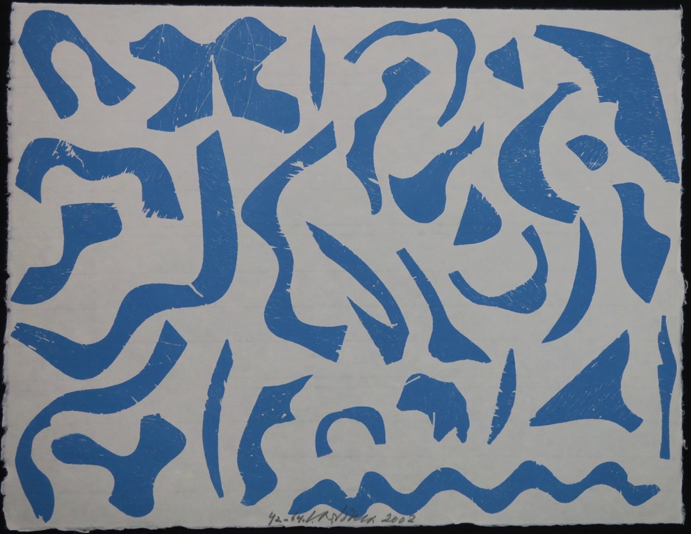 Carel Visser: Houtsnede, Zonder titel (blauw) kopen? Bied vanaf 80!