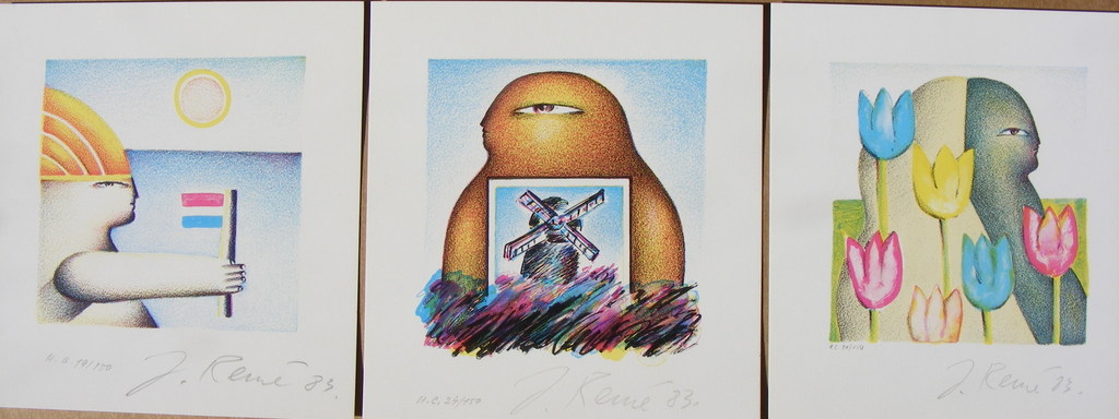 Jörg Remé, 3 grafieken, "Zomer", elk hand-genummerd en gesigneerd! verkocht voor € 45!
