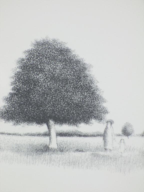 Metten Koornstra, Vrouw en kind in surrealistisch landschap, Litho kopen? Bied vanaf 65!