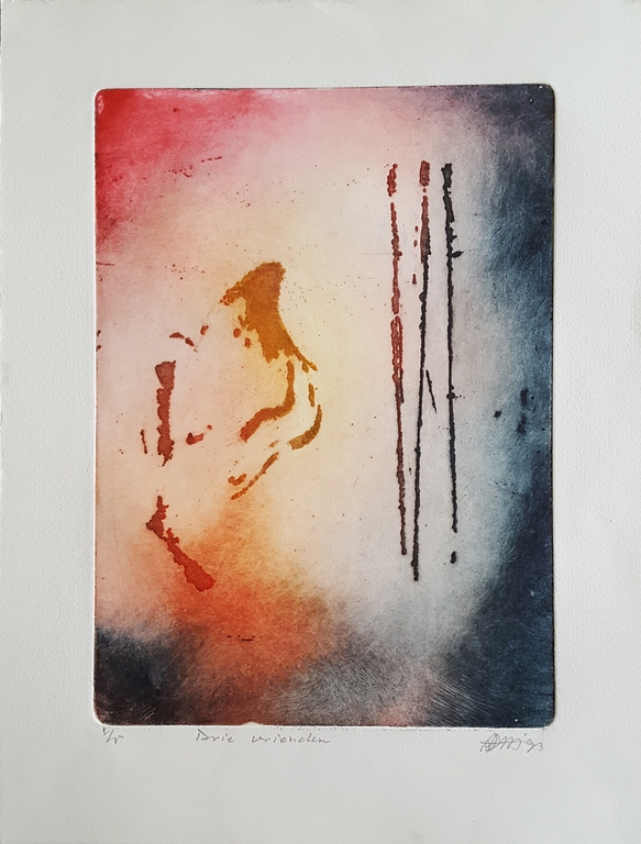 Ad Arma kleuren ets 'Drie vrienden' - 1993 verkocht voor € 45!