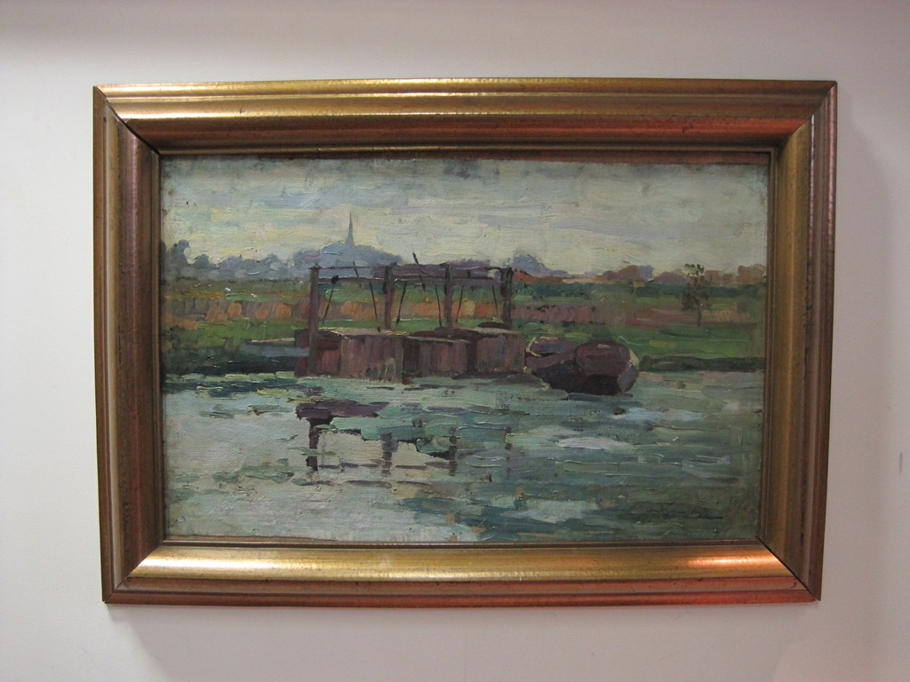 Anton Smeerdijk 1885-1965 olieverf "Vischkaren bij Kortenhoef" luminisme 1920 kopen? Bied vanaf 1!