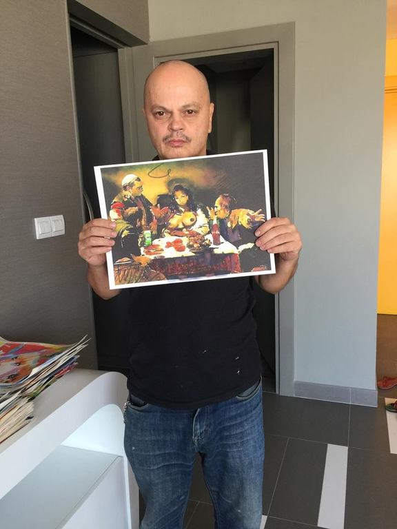 Peter Klashorst - Supper... - gemengde techniek op papier - gesigneerd kopen? Bied vanaf 85!