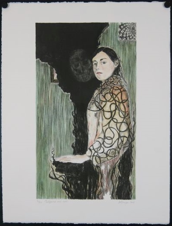 Iris van Dongen: Litho, Zelfportret met rook kopen? Bied vanaf 1!