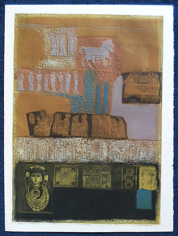 Ru van Rossem - Wandeling door de St. Marco, aquatint ets met reliëfdruk kopen? Bied vanaf 175!