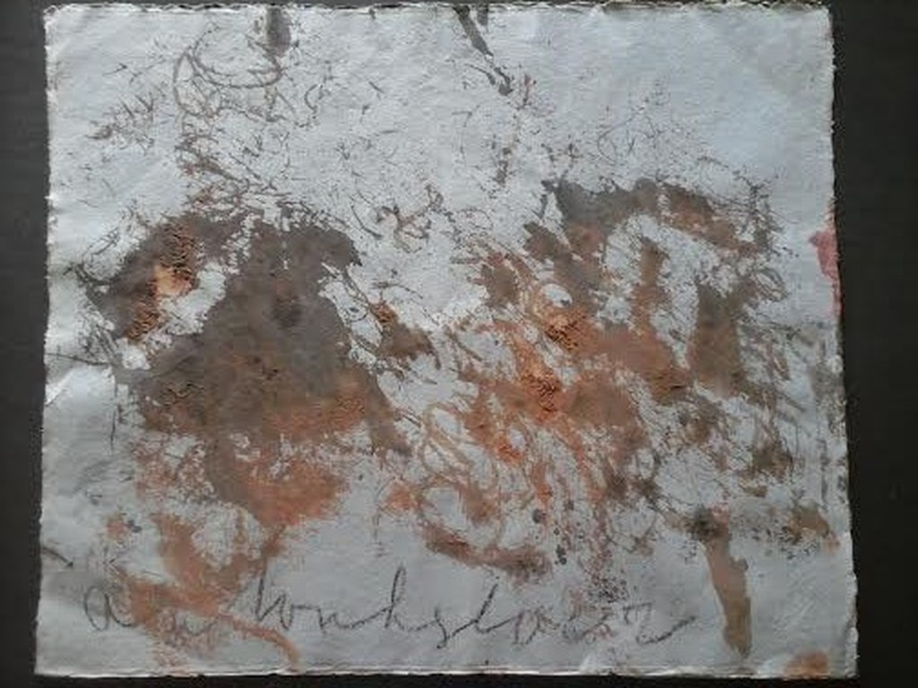 Anton Heyboer, Gemengde techniek op jeans-papier. verkocht voor € 185!