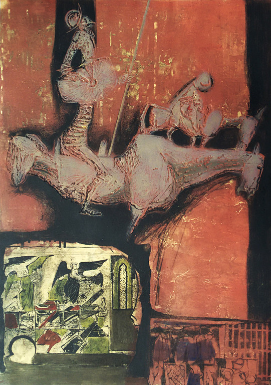 Ru van Rossem - Don Quichote, aquatint ets met reliëfdruk verkocht voor € 175!
