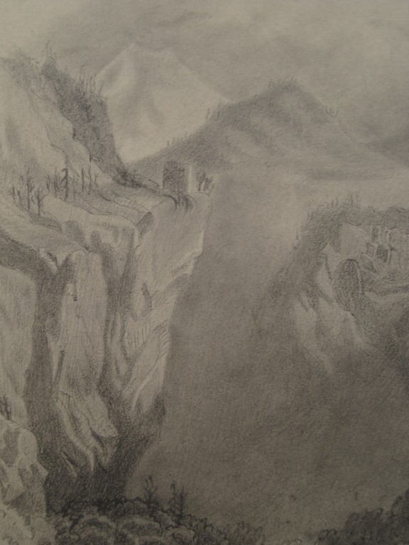 H.W Mesdag 1831-1915 - potloodtekening - Berglandschap - gesigneerd ca. 1880 kopen? Bied vanaf 1!