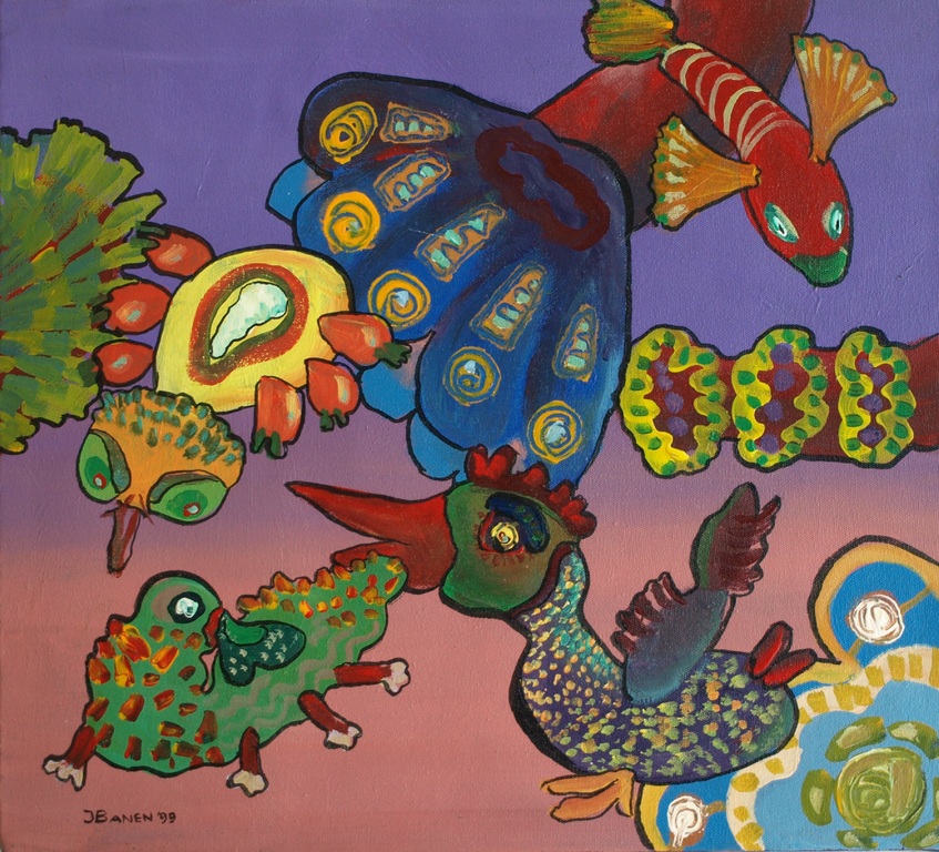 Jasper Banen : Olieverf op doek , Uit het water – gesigneerd – 1999  vendu pour 60€ !