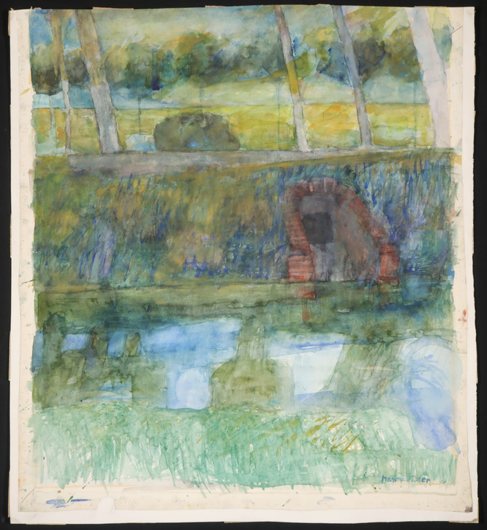 Harry Visser: Aquarel, Z.T. Landschap kopen? Bied vanaf 20!