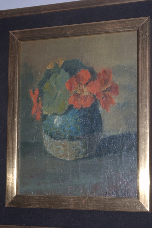 Bloemen in een stenen vaas - olieverf marouflé kopen? Bied vanaf 35!