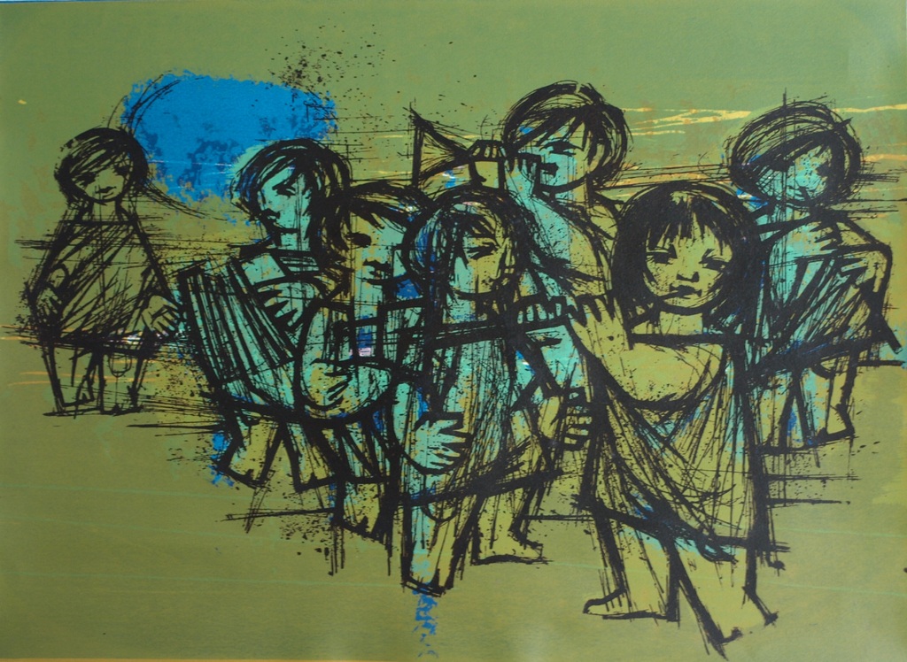 Rob Cox - Houtsnede , Avondconcert – gesigneerd – oplage 10 ex. – ca 1965 kopen? Bied vanaf 20!