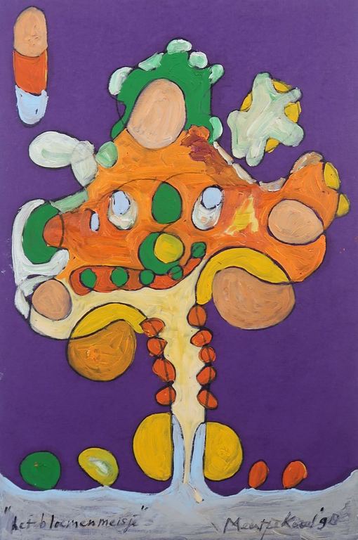 Meertje Kaal: Olieverf op papier, Het bloemen meisje - Ingelijst kopen? Bied vanaf 1!