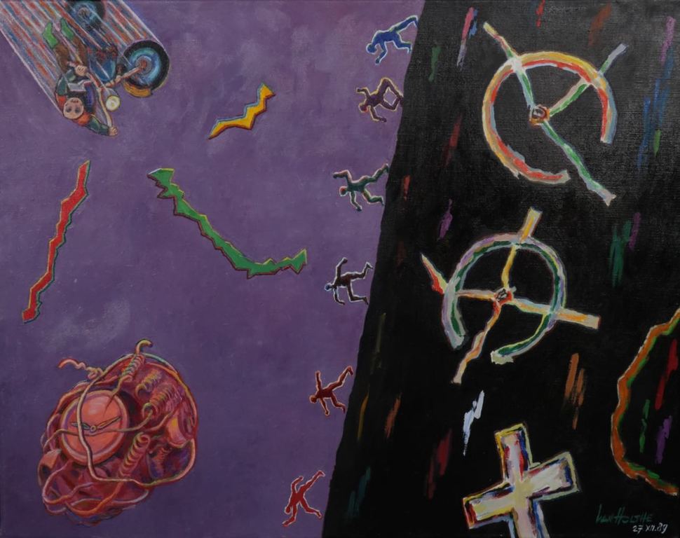 Jan van Holthe: Olieverf op doek, Chute III verkocht voor € 50!